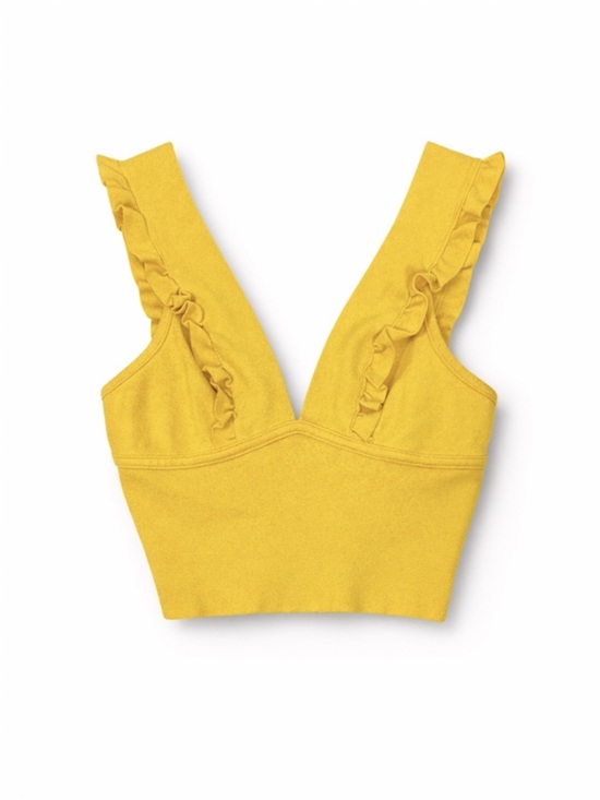 Zara Tops - Zara Yellow Ruffle Cropped Top